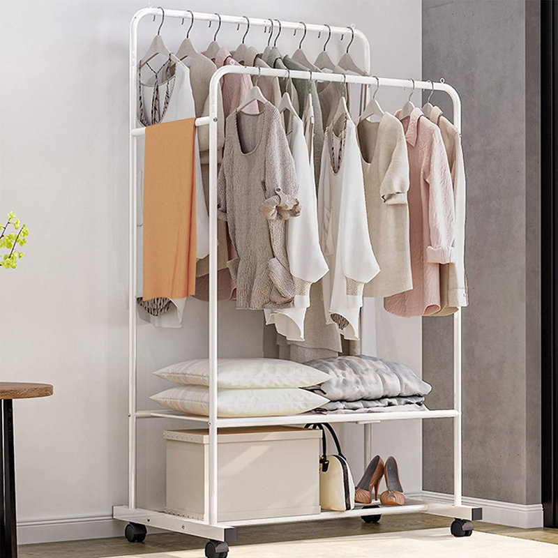 Covered rolling clothes rack sale